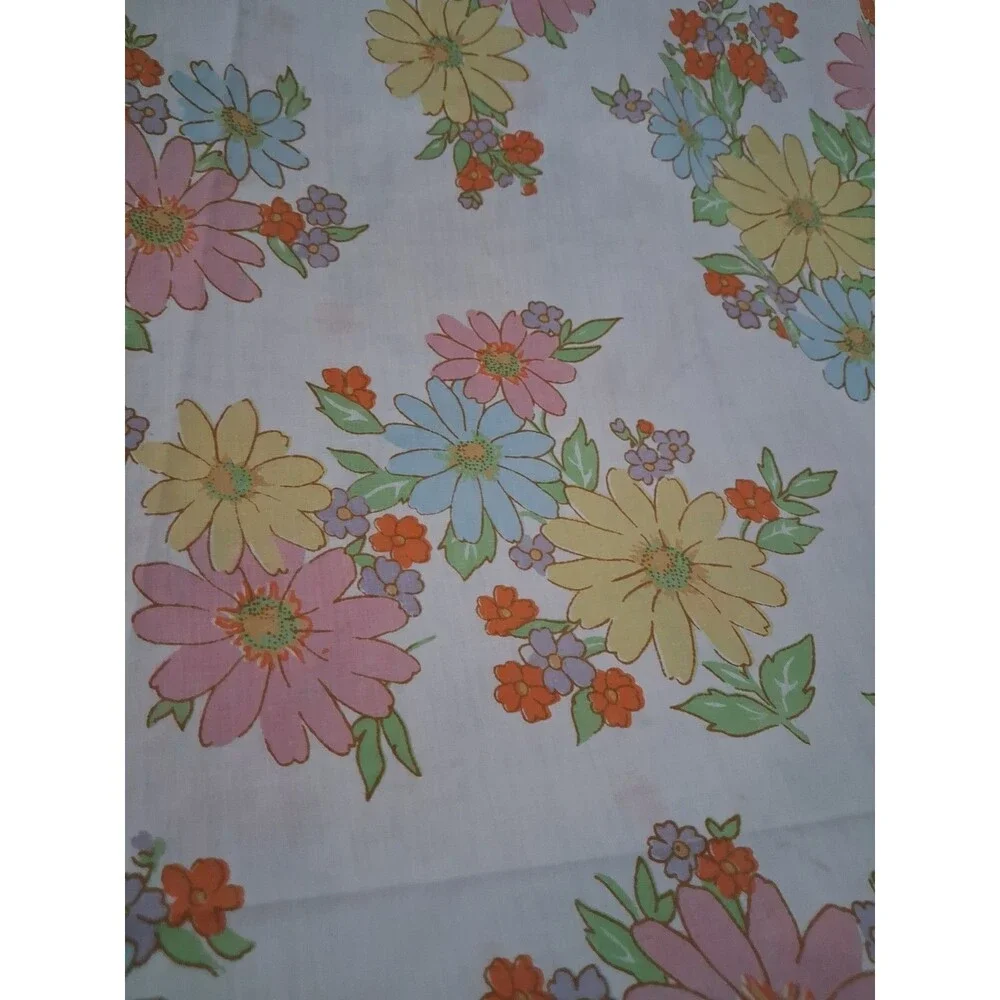 Vintsge Sheet Floral Cannon Monticello Flat 1960s